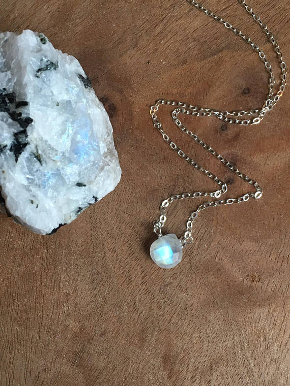 Emerald and Moonstone Teardrop Necklace, Dainty Gemstone Necklace –  Fabulous Creations Jewelry